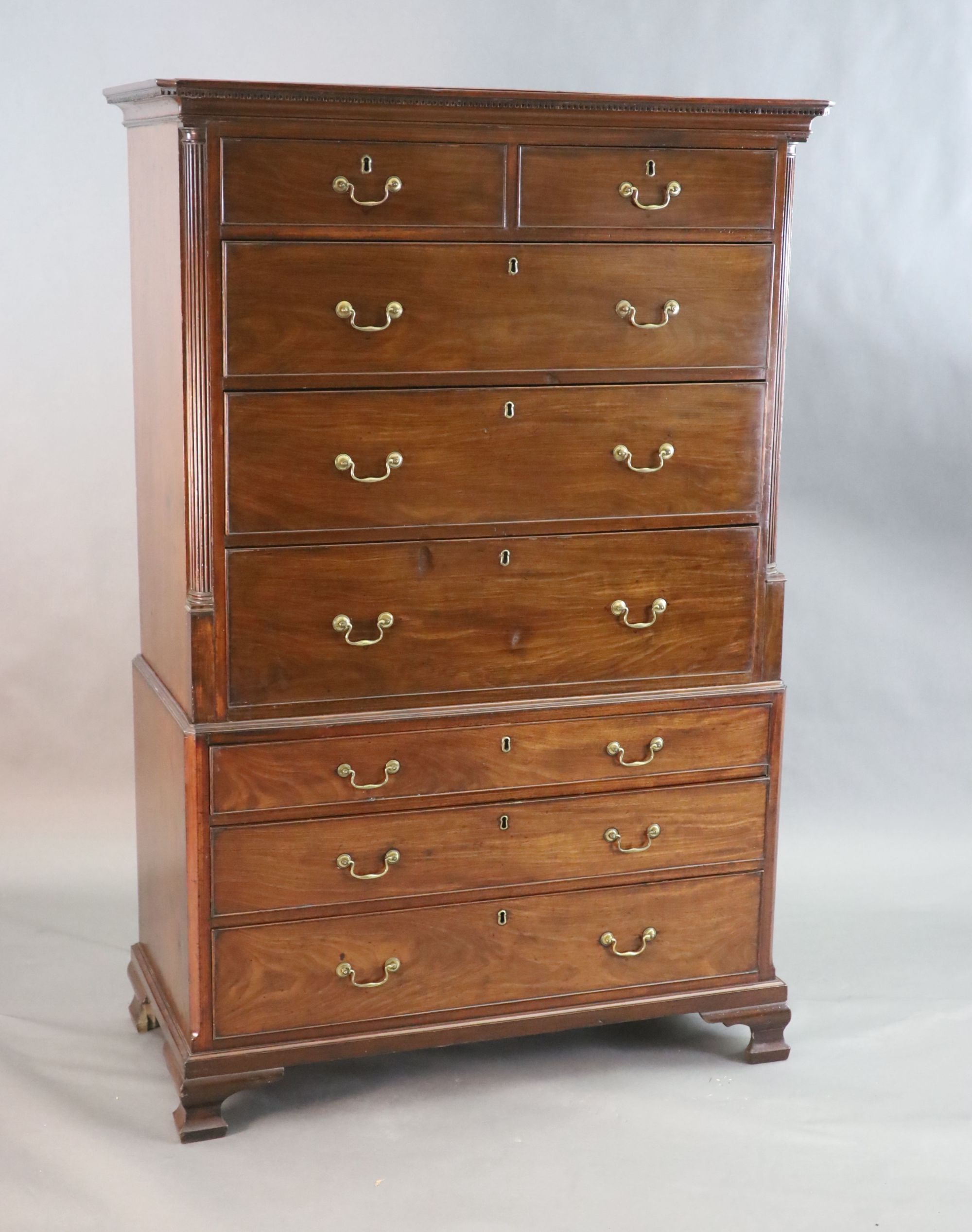 A George III mahogany chest on chest, W.3ft 10in. D.1ft 10in. H.5ft 10in.